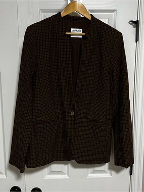 Old Navy Brown Houndstooth Blazer - Large Tall